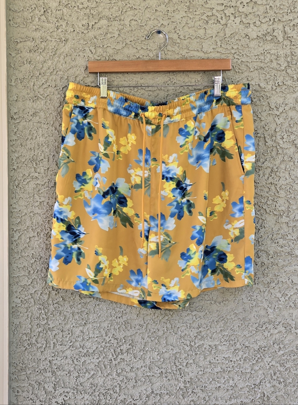Mode Of One Yellow Floral Drawstring Althetic Shorts